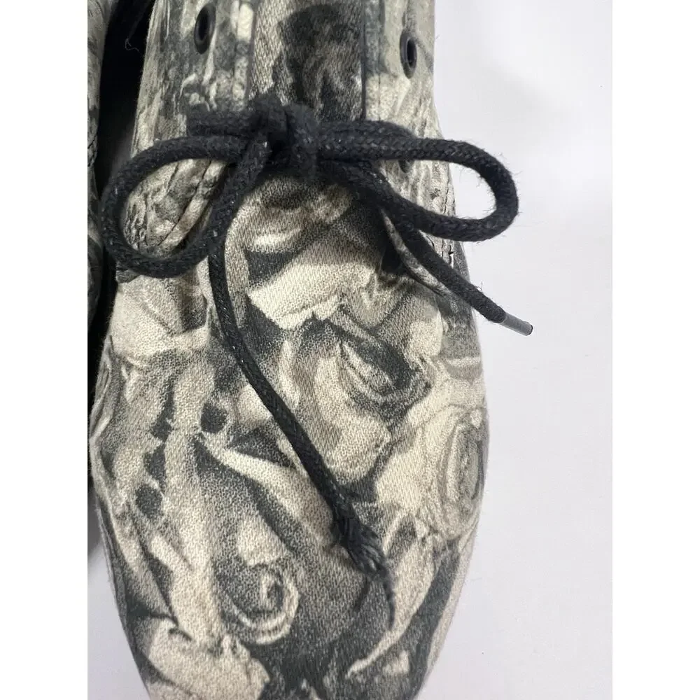 Dr Martens Lester Wild Rose Skull Canvas Oxford Shoes Men 7 Women 8 EU 39